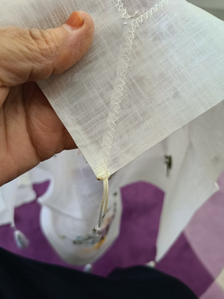 Nakışlı Vintage Beyaz Masa Örtüsü - Görsel 5