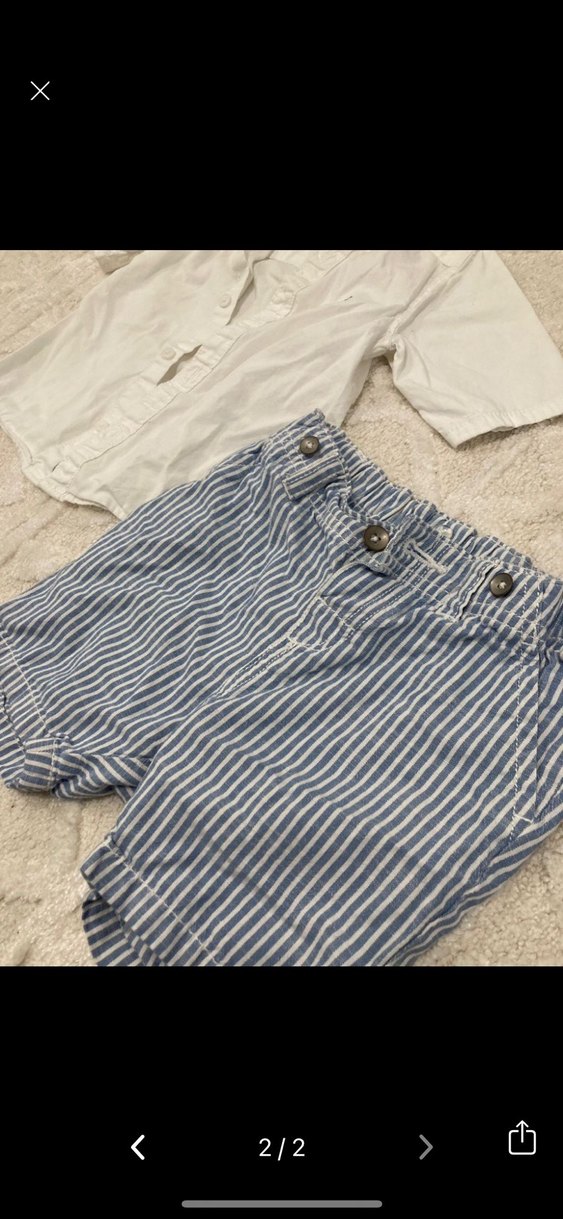 Düğmeli Beyaz Kısa Kollu Erkek Bebek Takımı - Görsel 2