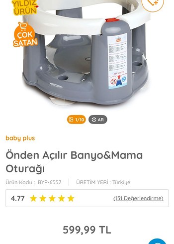 Gri Bebek Oturma Destekli Mama Sandalyesi - Görsel 2
