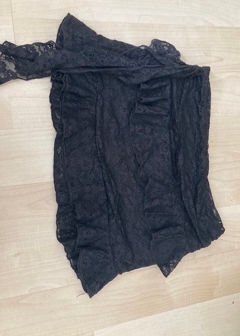 Siyah Dantel Kadın Wrap Üst - Görsel 2