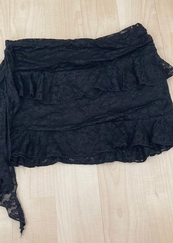 s Beden Siyah Dantel Kadın Mini Etek
