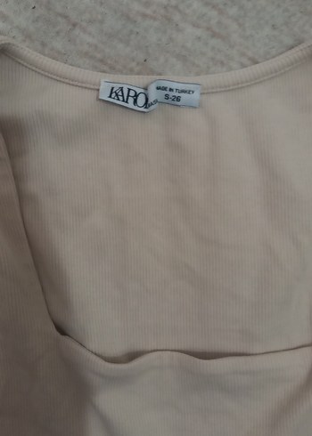 s Beden kare Yaka Uzun Kollu Bej Mini Bluz