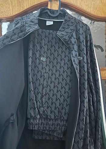 A kalite lacostSiyah Yılan Desenli Fermuarlı Erkek eşofman takım - Görsel 2