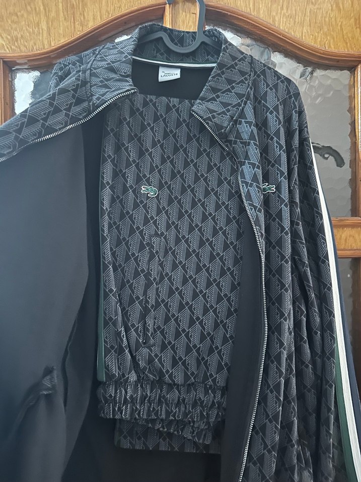 A kalite lacostSiyah Yılan Desenli Fermuarlı Erkek eşofman takım - Görsel 2