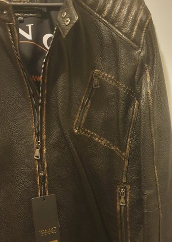 54 Beden Erkek Deri Biker Ceket