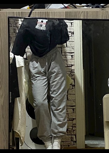 Gri Rahat Kesim Kadın Eşofman Altı - Görsel 2