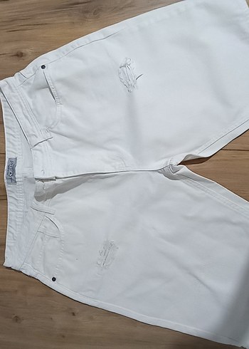 erkek beyaz kot şort - Görsel 2