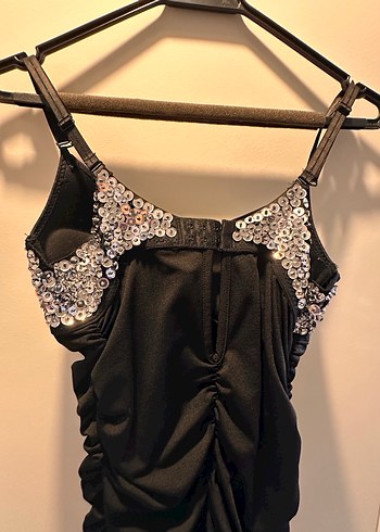 Payet Detaylı Mini Siyah Abiye Elbise - Görsel 4