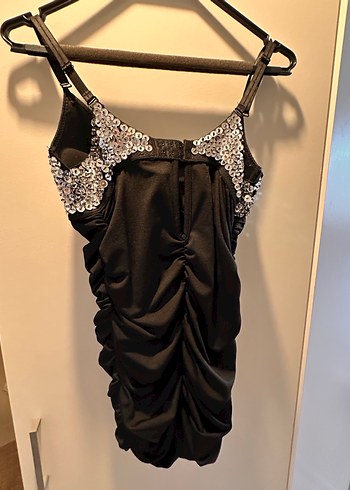 Payet Detaylı Mini Siyah Abiye Elbise - Görsel 3