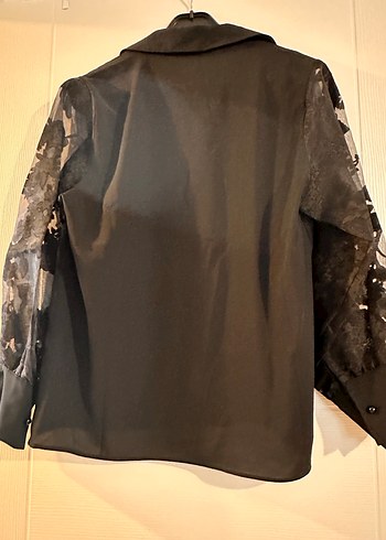 Siyah Düğmeli Uzun Kollu Kadın Gömlek - Görsel 2