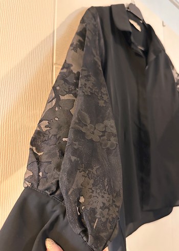 Siyah Düğmeli Uzun Kollu Kadın Gömlek - Görsel 3