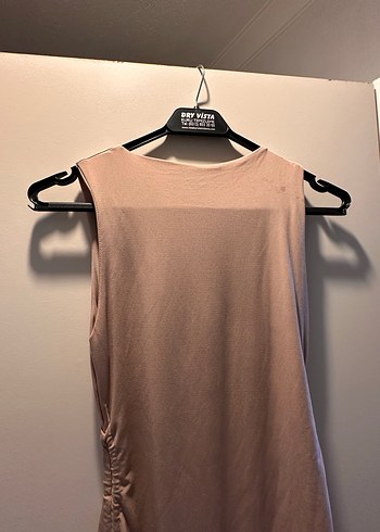 Bej Drapeli Midi Kadın Elbise - Görsel 3