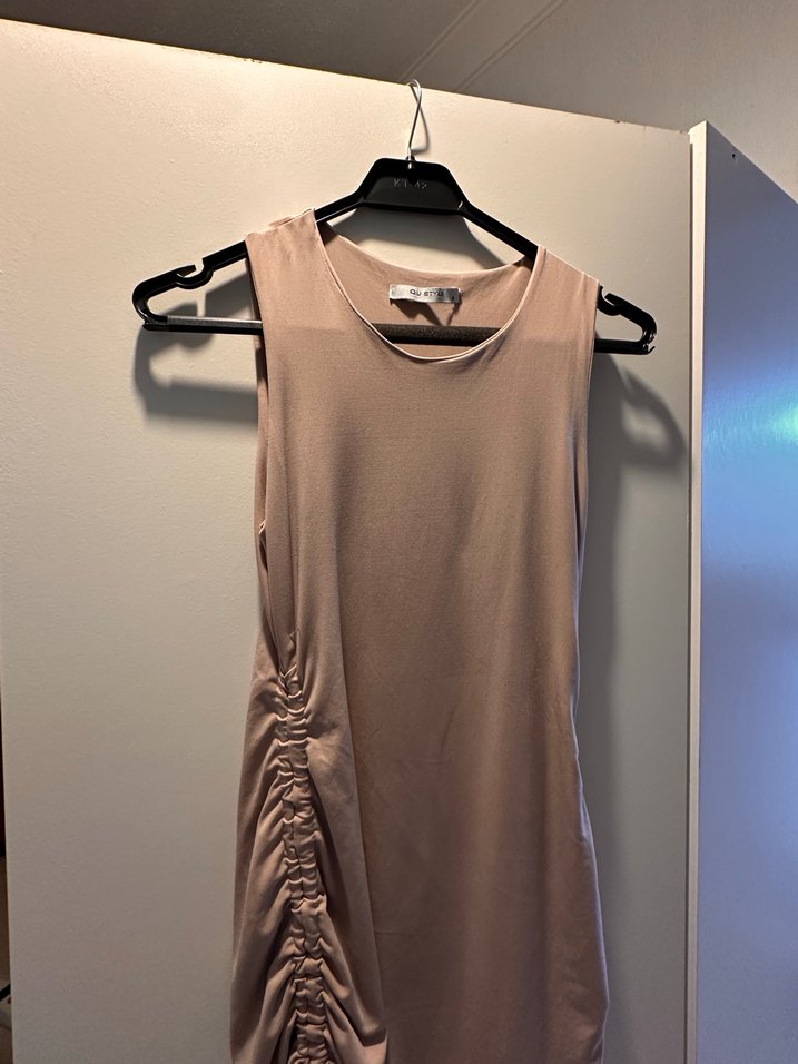 Bej Drapeli Midi Kadın Elbise - Görsel 2