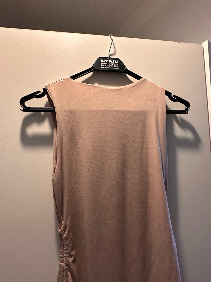 Bej Drapeli Midi Kadın Elbise - Görsel 3