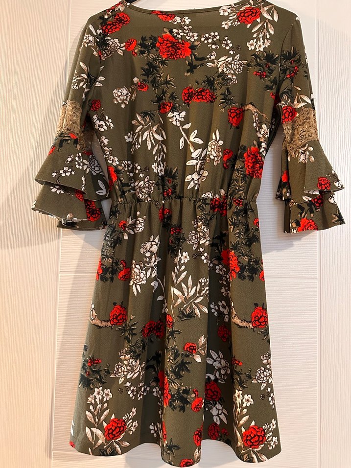 Çiçek Desenli Bohem Midi Elbise - Görsel 2