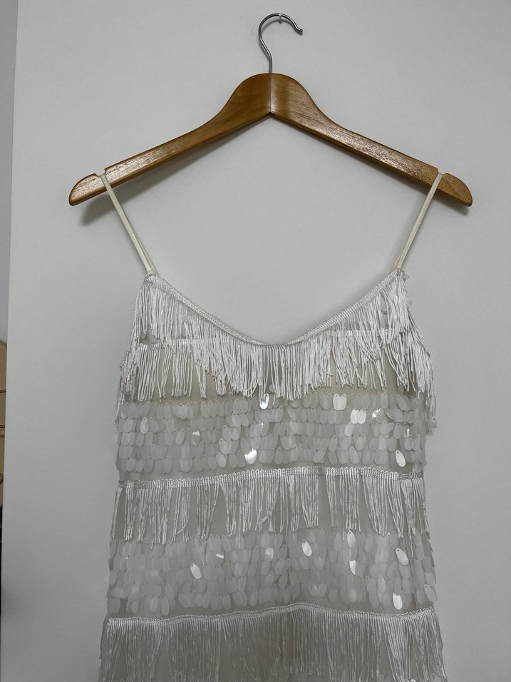 Püsküllü Askılı Mini After Elbisesi - Görsel 2