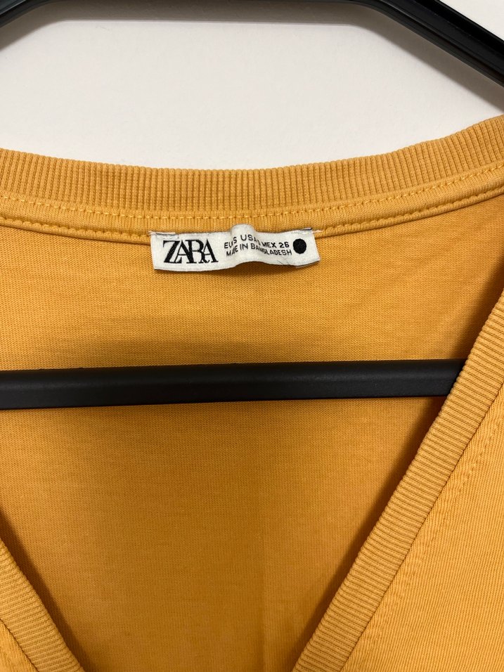 Zara turuncu V Yaka Tişört - Görsel 2