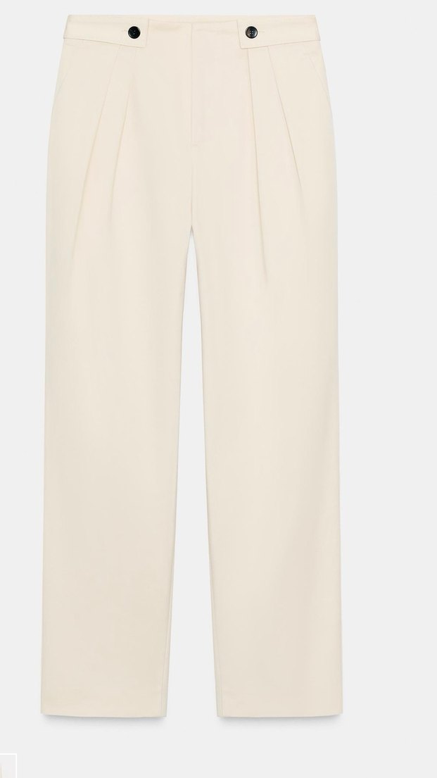 Zara Düğmeli Bej Kadın Kumaş Pantolon - Görsel 2