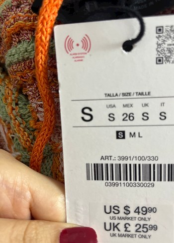 Zara etiketli Çok Renkli V Yakalı Örgü Mini Elbise - Görsel 5