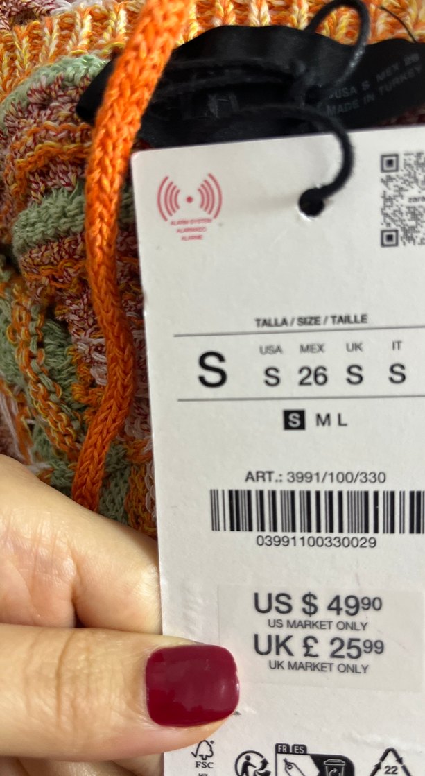 Zara etiketli Çok Renkli V Yakalı Örgü Mini Elbise - Görsel 5