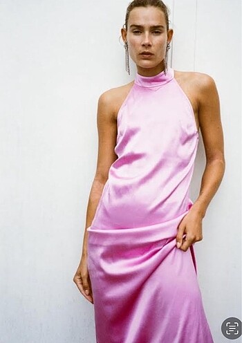 Pembe Zara Saten Elbise