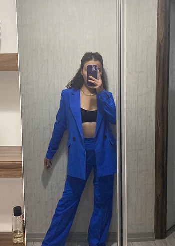 Zara Saks Mavisi İki Parcali Sik Keten Takim