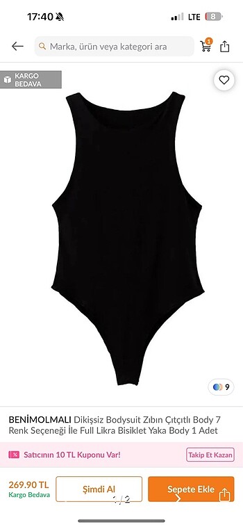 Dikişsiz bodysuit