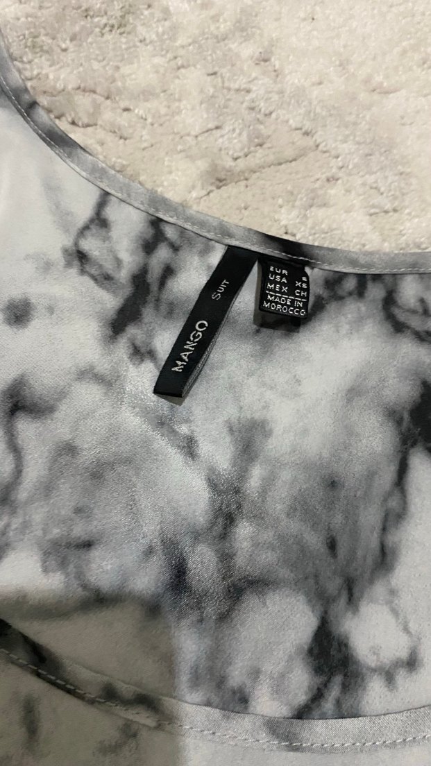 Gri Batik Desenli Uzun Kesim bluz - Görsel 2