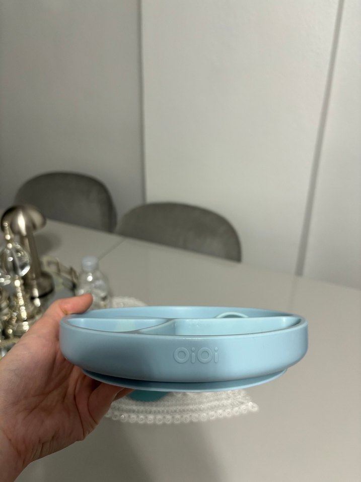 Bebek Bölmeli Mavi Tabak ve  kaşık kase  dahil 3 ürün taşta - Görsel 5