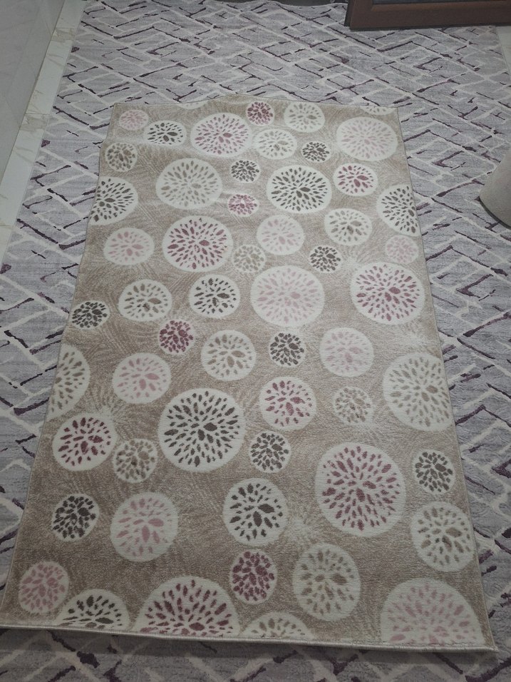 Açık Pembe Çiçek Desenli Modern Halı - Görsel 3