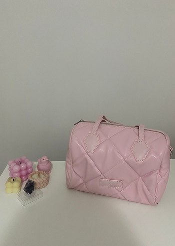 Pembe Deri Kadın El Çantası - Görsel 2