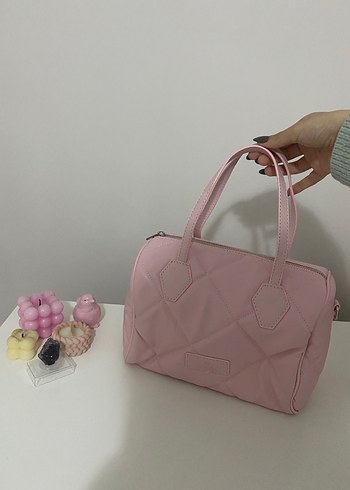 Pembe Deri Kadın El Çantası - Görsel 3