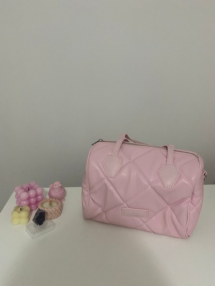 Pembe Deri Kadın El Çantası - Görsel 2