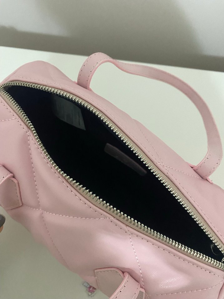 Pembe Deri Kadın El Çantası - Görsel 5