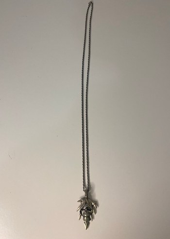 Gri Zincir Detaylı Yılan Desenli Gotik Kolye - Görsel 2