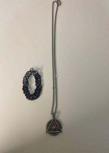 Gri Zincir Detaylı Yılan Desenli Uzun Kolye - Görsel 2