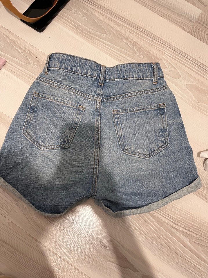 Geçişli Mavi Kadın Denim Mini Şort - Görsel 2