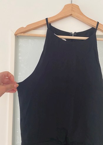 Kadın Siyah Mini Kolsuz Tulum - Görsel 2