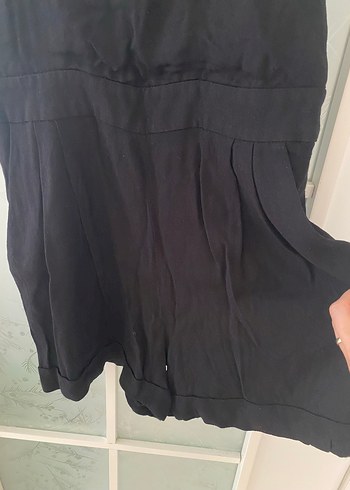 Kadın Siyah Mini Kolsuz Tulum - Görsel 4