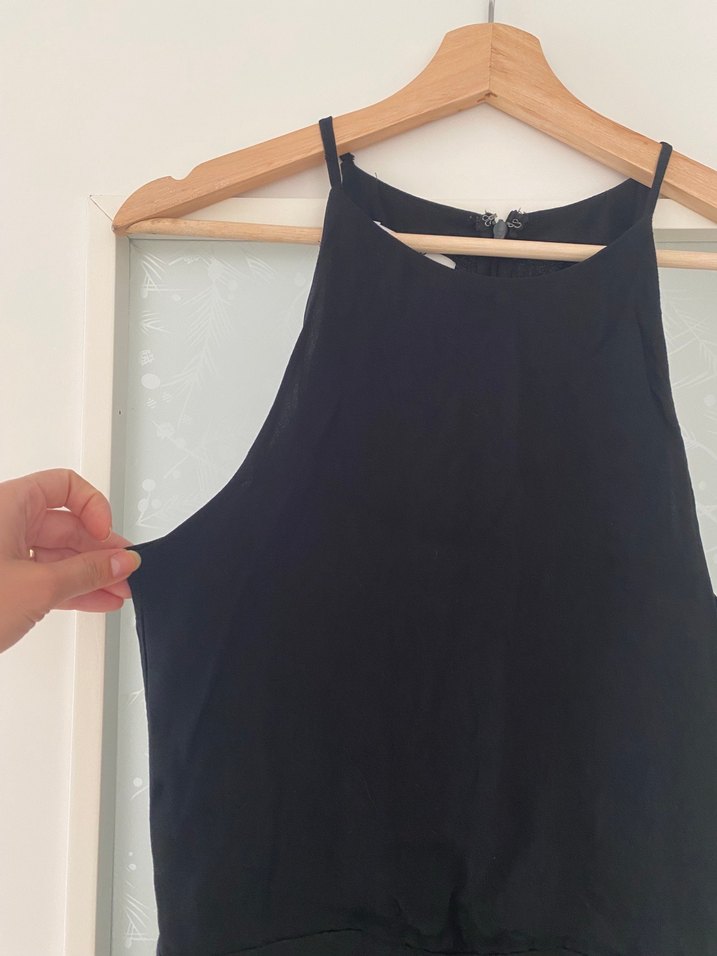 Kadın Siyah Mini Kolsuz Tulum - Görsel 2