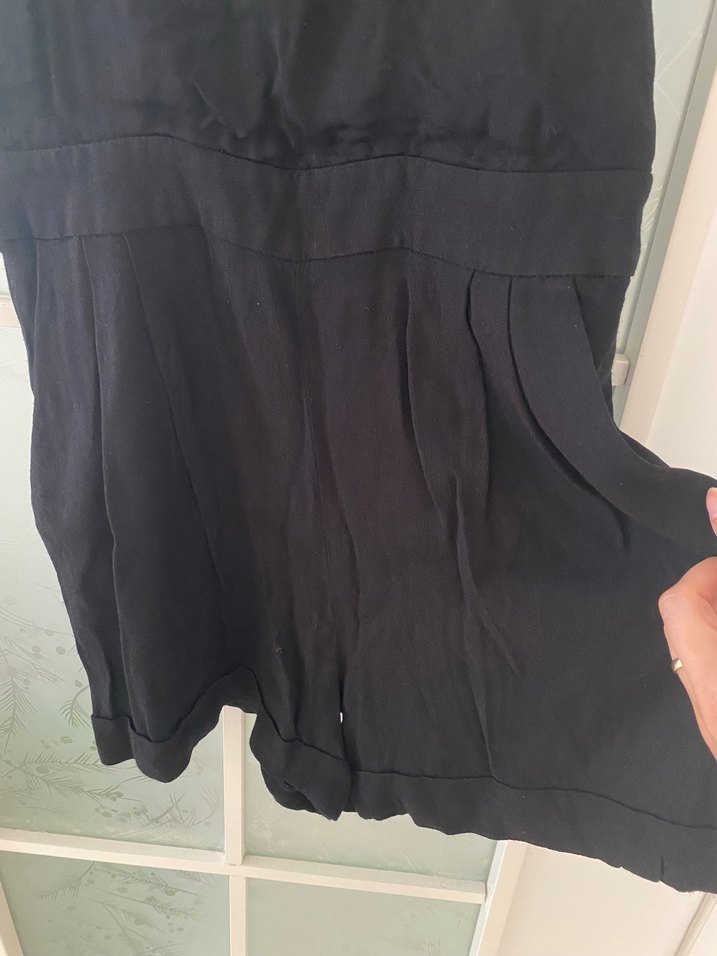 Kadın Siyah Mini Kolsuz Tulum - Görsel 4