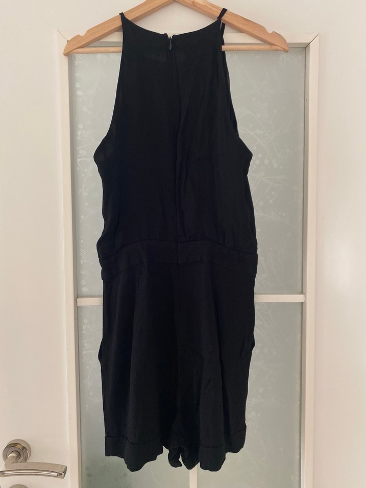 Kadın Siyah Mini Kolsuz Tulum - Görsel 5