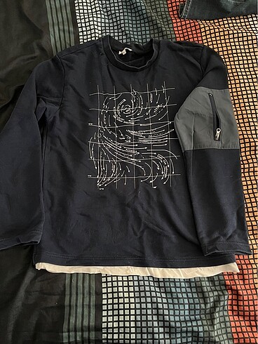 Lacivert renk fermuar detaylı sweatshirt