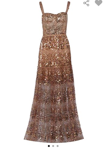 Boncuk İşlemeli Uzun Bej Kadın Elbise - Görsel 6