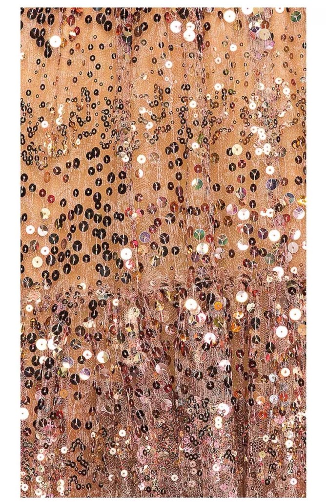 Boncuk İşlemeli Uzun Bej Kadın Elbise - Görsel 5