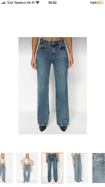 Mavi Soluk Efekt Vintage Yüksek Bel Wide Leg Jeans