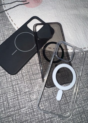 Apple Şeffaf Siyah ve Gri Telefon Kılıfı 15 pro Max