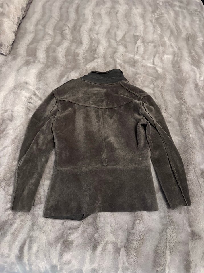 Gri Süet Kadın Ceket Kürk Detaylı - Görsel 2