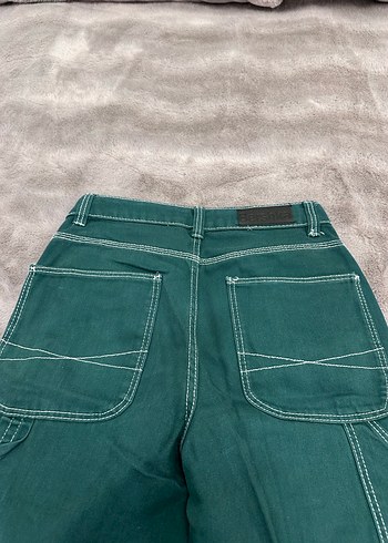 Kadın Yeşil Bol Kesim Kot Pantolon - Görsel 3