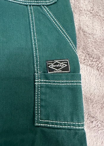 Kadın Yeşil Bol Kesim Kot Pantolon - Görsel 4